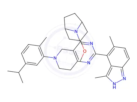 Chemical structure of (1S,3r,5R)-8-(5,6,7,8-tetrahydro-6-(5-isopropyl-2-methylphenyl)-2-(3,5-dimethyl-1H-indazol-4-yl)pyrido[4,3-d]pyrimidin-4-yl)-3-methoxy-8-azabicyclo[3.2.1]octane