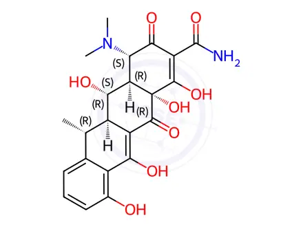 Chemical structure of Benzenesulfonic acid, 4-hydroxy-3-methoxy-, compd. with [4S-(4alpha,4aalpha,5alpha,5aalpha,6alpha,12aalpha)]-4-(dimethylamino)-1,4,4a,5,5a,6,11,12a-octahydro-3,5,10,12,12a-pentahydroxy-6-methyl-1,11-dioxo-2-naphthacenecarboxamide (1:1)