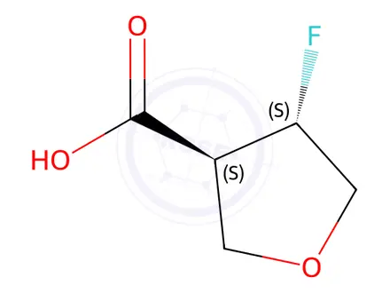Chemical structure of (3S,4S)-4-fluorotetrahydrofuran-3-carboxylic acid