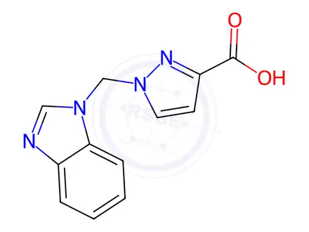 Chemical structure of 1-(1H-Benzimidazol-1-ylmethyl)-1H-pyrazole-3-carboxylic acid