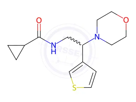 Chemical structure of N-(2-Morpholino-2-(thiophen-3-yl)ethyl)cyclopropanecarboxamide