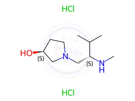Chemical structure of (S)-1-((S)-3-Methyl-2-(methylamino)butyl)pyrrolidin-3-ol dihydrochloride