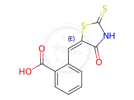 Chemical structure of 2-[(Z)-(4-Oxo-2-sulfanyl-1,3-thiazol-5(4H)-ylidene)methyl]benzoic Acid