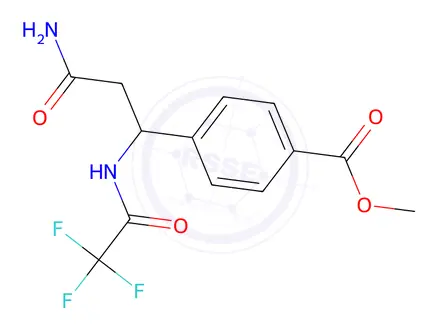 Chemical structure of Methyl 4-(3-amino-3-oxo-1-(2,2,2-trifluoroacetamido)propyl)benzoate