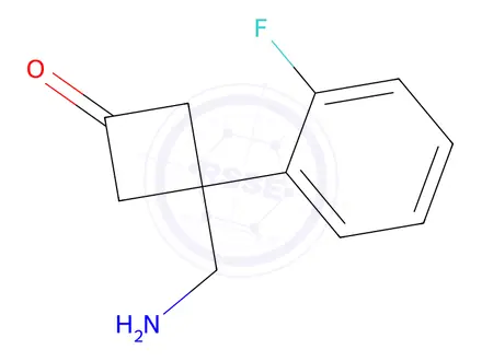 Chemical structure of 3-(Aminomethyl)-3-(2-fluorophenyl)cyclobutan-1-one