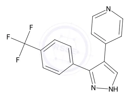 Chemical structure of 4-(3-(4-(Trifluoromethyl)phenyl)-1H-pyrazol-4-yl)pyridine