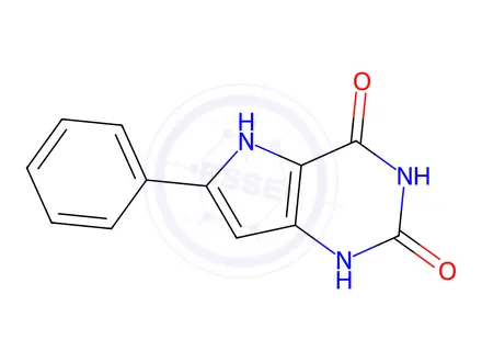 Chemical structure of 6-phenyl-5H-pyrrolo[3,2-d]pyrimidine-2,4-diol