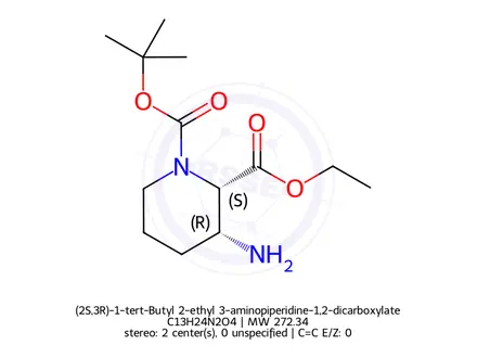 Chemical structure of (2S,3R)-1-tert-Butyl 2-ethyl 3-aminopiperidine-1,2-dicarboxylate