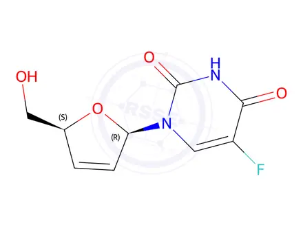 Chemical structure of 2',3'-Dideoxy-2',3'-didehydro-5-fluoro-uridine