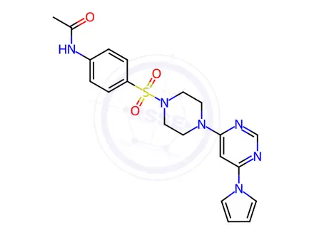Chemical structure of N-(4-((4-(6-(1H-Pyrrol-1-yl)pyrimidin-4-yl)piperazin-1-yl)sulfonyl)phenyl)acetamide