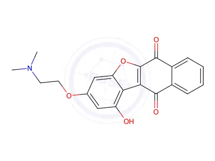 Chemical structure of 3-(2-(dimethylamino)ethoxy)-1-hydroxybenzo(b)naphtho(2,3-d)furan-6,11-dione