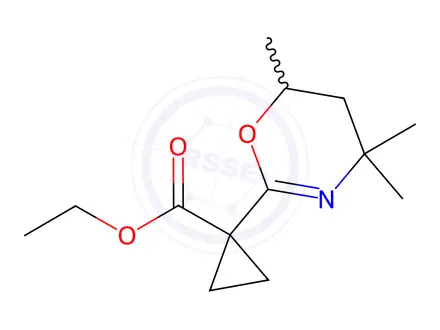 Chemical structure of 1-(4,4,6-trimethyl-5,6-dihydro-4H-[1,3]oxazin-2-yl)-cyclopropanecarboxylic acid ethyl ester