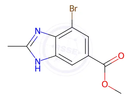 Chemical structure of Methyl 7-bromo-2-methyl-1H-benzo[d]imidazole-5-carboxylate