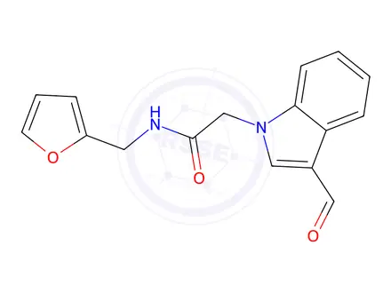 Chemical structure of 2-(3-Formyl-1H-indol-1-yl)-N-(furan-2-ylmethyl)acetamide