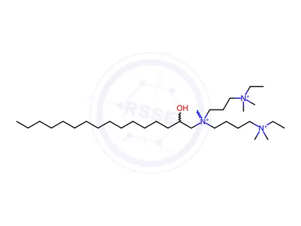 Chemical structure of 1,3-Propanediaminium, N,N-diethyl-N-3-(ethyldimethylammonio)propyl-N-(2-hydroxyhexadecyl)-N,N-dimethyl-, tris(ethyl sulfate) (salt)