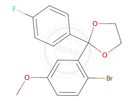 Chemical structure of 2-(2-Bromo-5-methoxyphenyl)-2-(4-fluorophenyl)-1,3-dioxolane