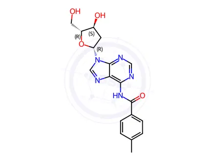 Chemical structure of N-(9-((2R,4S,5R)-4-Hydroxy-5-(hydroxymethyl)tetrahydrofuran-2-yl)-9H-purin-6-yl)-4-methylbenzamide