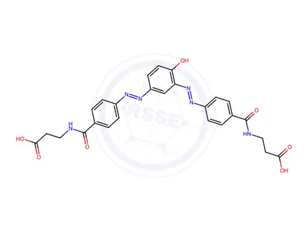 Chemical structure of 2,4-Di[4-[2-carboxyethylcarbamoyl]-phenylazo]-phenol