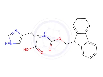 Chemical structure of Nα-Fmoc-L-histidine-1-15N