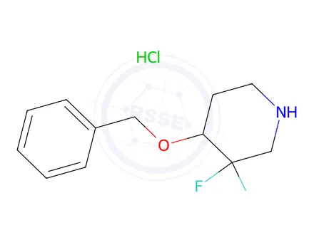 Chemical structure of 4-(Benzyloxy)-3,3-difluoropiperidine hydrochloride