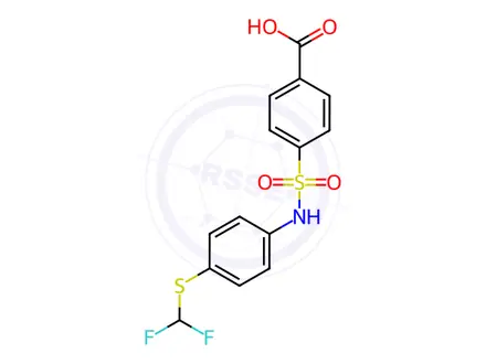 Chemical structure of 4-(n-(4-((Difluoromethyl)thio)phenyl)sulfamoyl)benzoic acid