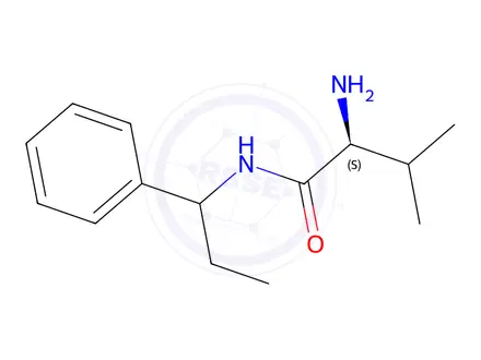 Chemical structure of (2S)-2-amino-3-methyl-N-(1-phenylpropyl)butanamide
