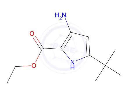 Chemical structure of 1H-Pyrrole-2-carboxylicacid,3-amino-5-(1,1-dimethylethyl)-,ethylester(9CI)