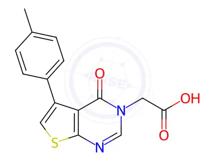 Chemical structure of 2-[4-oxo-5-(p-tolyl)thieno[2,3-d]pyrimidin-3-yl]acetic acid