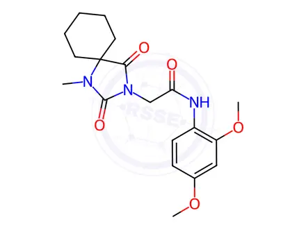 Chemical structure of N-(2,4-Dimethoxyphenyl)-2-(1-methyl-2,4-dioxo-1,3-diazaspiro[4.5]decan-3-yl)acetamide