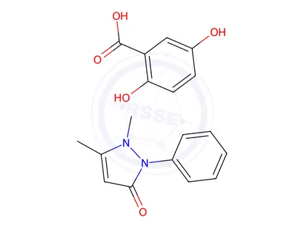 Chemical structure of 2,5-dihydroxybenzoic acid, compound with 1,2-dihydro-1,5-dimethyl-2-phenyl-3H-pyrazol-3-one