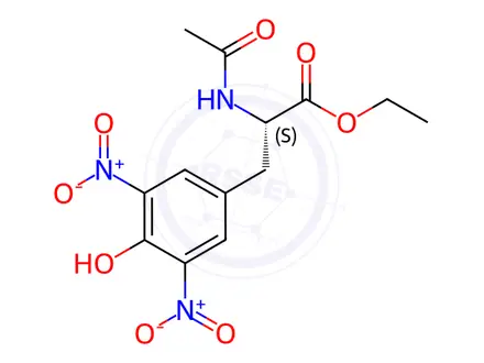Chemical structure of Ethyl (S)-2-acetamido-3-(4-hydroxy-3,5-dinitrophenyl)propanoate