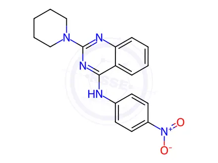 Chemical structure of N-(4-Nitrophenyl)-2-(piperidin-1-yl)quinazolin-4-amine