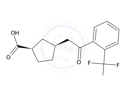 Chemical structure of cis-3-[2-Oxo-2-(2-trifluoromethylphenyl)-ethyl]cyclopentane-1-carboxylic acid