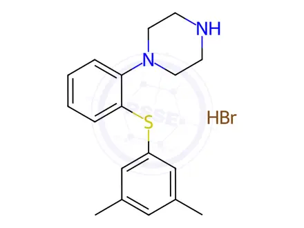 Chemical structure of 1-(2-((3,5-Dimethylphenyl)thio)phenyl)piperazine Hydrobromide