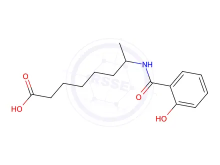 Chemical structure of 7-(2-hydroxybenzamido)octanoic acid