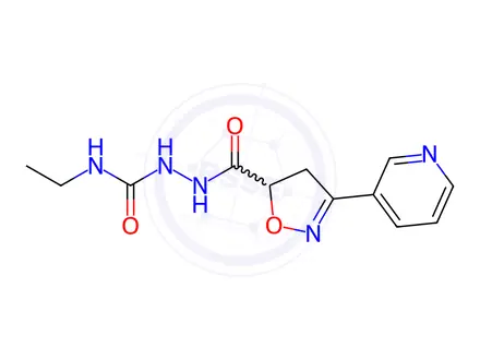 Chemical structure of N-[(Ethylcarbamoyl)amino]-3-(pyridin-3-yl)-4,5-dihydro-1,2-oxazole-5-carboxamide