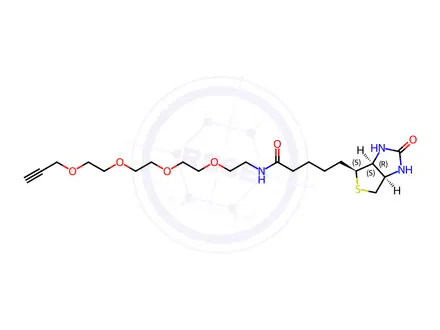 Chemical structure of 5-((3aR,4R,6aS)-2-oxohexahydro-1H-thieno[3,4-d]imidazol-4-yl)-N-(3,6,9,12-tetraoxapentadec-14-yn-1-yl)pentanamide