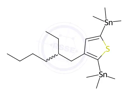 Chemical structure of Stannane, [3-(2-ethylhexyl)-2,5-thiophenediyl]bis[trimethyl-