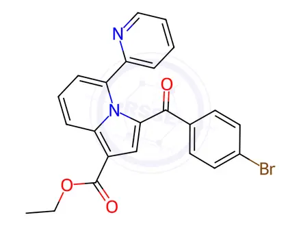 Chemical structure of Ethyl 3-(4-bromobenzoyl)-5-(pyridin-2-yl)indolizine-1-carboxylate