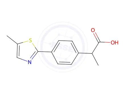 Chemical structure of α-Methyl-4-(5-methyl-2-thiazolyl)benzeneacetic acid