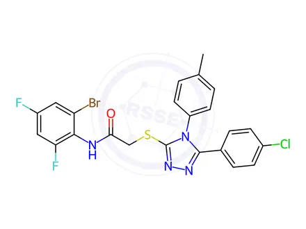 Chemical structure of N-(2-Bromo-4,6-difluorophenyl)-2-((5-(4-chlorophenyl)-4-(p-tolyl)-4H-1,2,4-triazol-3-yl)thio)acetamide