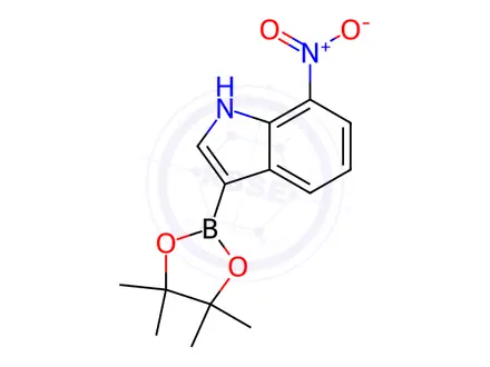 Chemical structure of 7-Nitro-3-(4,4,5,5-tetramethyl-1,3,2-dioxaborolan-2-yl)-1H-Indole,