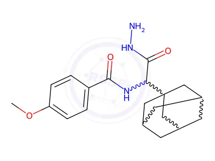 Chemical structure of N-(1-(Adamantan-1-yl)-2-hydrazinyl-2-oxoethyl)-4-methoxybenzamide