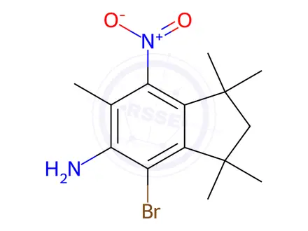 Chemical structure of 4-Bromo-1,1,3,3,6-pentamethyl-7-nitro-2,3-dihydro-1H-inden-5-amine