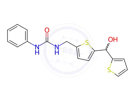 Chemical structure of 1-((5-(Hydroxy(thiophen-2-yl)methyl)thiophen-2-yl)methyl)-3-phenylurea