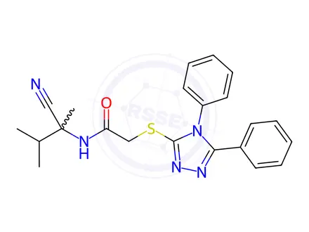 Chemical structure of N-(2-Cyano-3-methylbutan-2-yl)-2-((4,5-diphenyl-4H-1,2,4-triazol-3-yl)thio)acetamide