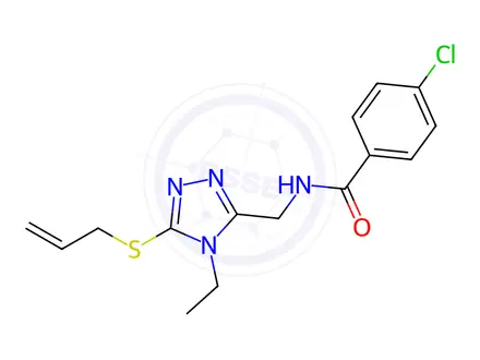 Chemical structure of N-((5-(allylthio)-4-ethyl-4H-1,2,4-triazol-3-yl)methyl)-4-chlorobenzamide
