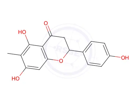 Chemical structure of 5,7-Dihydroxy-2-(4-hydroxyphenyl)-6-methylchroman-4-one