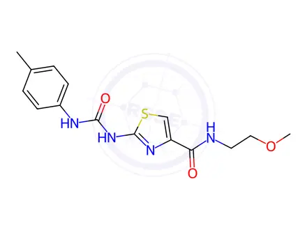 Chemical structure of N-(2-Methoxyethyl)-2-(3-(p-tolyl)ureido)thiazole-4-carboxamide