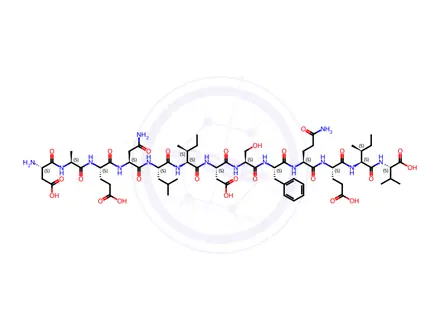 Chemical structure of L-Valine, L-a-aspartyl-L-alanyl-L-a-glutamyl-L-asparaginyl-L-leucyl-L-isoleucyl-L-a-aspartyl-L-seryl-L-phenylalanyl-L-glutaminyl-L-a-glutamyl-L-isoleucyl